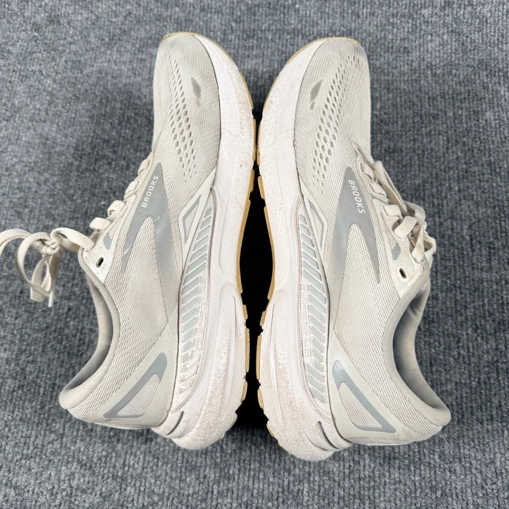 Brooks Womens Size 9 Adrenaline Gts 23 Sneakers White Silver Running Lace Up